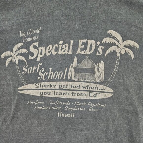 The World’s Famous Special Ed’s Surf School Hawaii T-Shirt Gray Anvil Men's Sz M - Picture 9 of 10